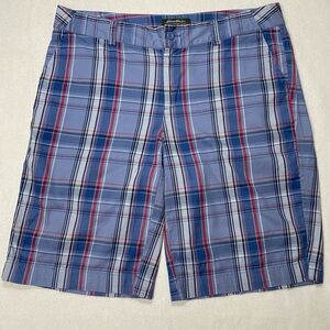 Eddie Bauer Blue & Red Plaid Golf Bermuda Shorts Women’s Size 12 #1196